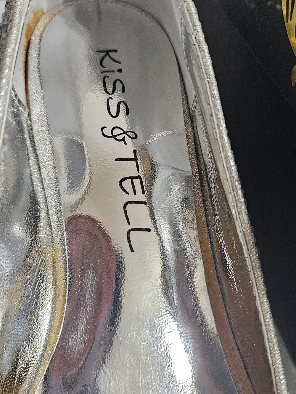 Kiss & Tell Silver Open-Toe Wedge Heels with Rhinestone Detail